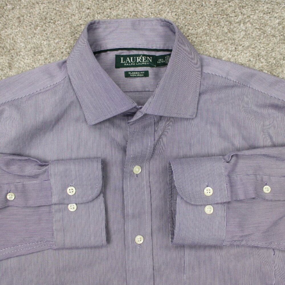 LAUREN Ralph Lauren Shirt Mens 16‎ 1/2. 32/33 Purple Classic Fit Non Iron L/S
